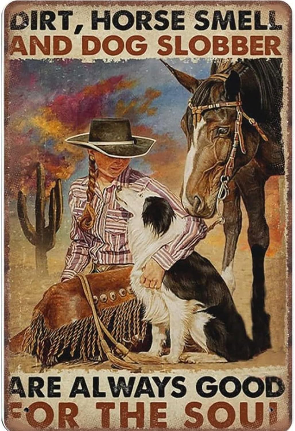 Home Goods Bathroom Decor - Vintage Metal Tin Sign Dirt Horse