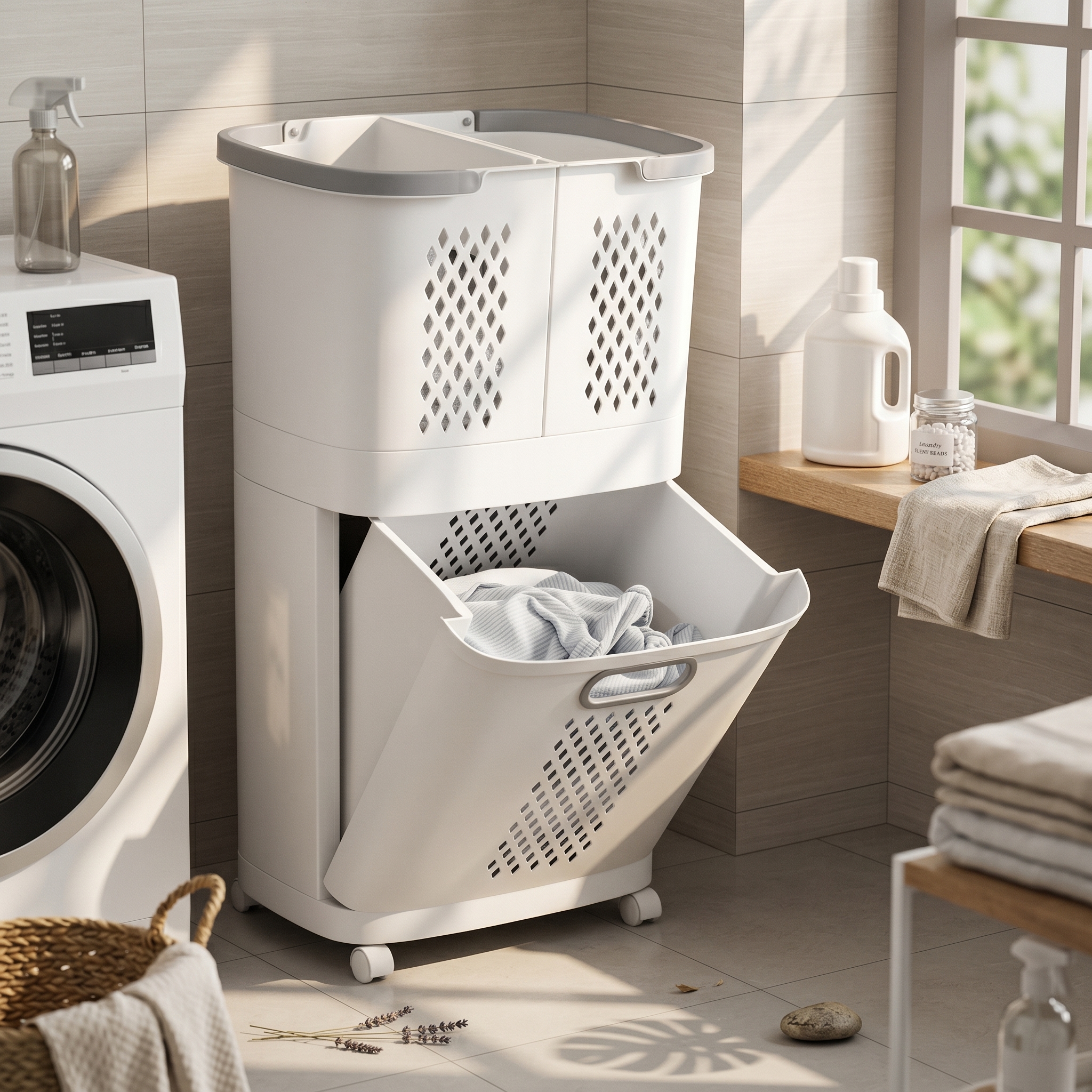 Home Bathroom Vent - Laundry Sorter Bin Space Saving 2