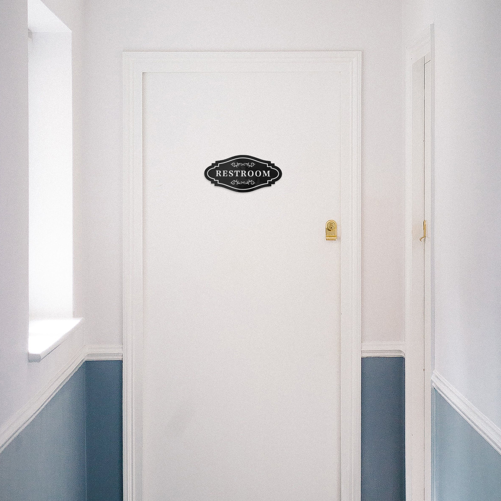 Home Bathroom Door - 4Pcs Black Waterproof Vinyl Restroom Sticker