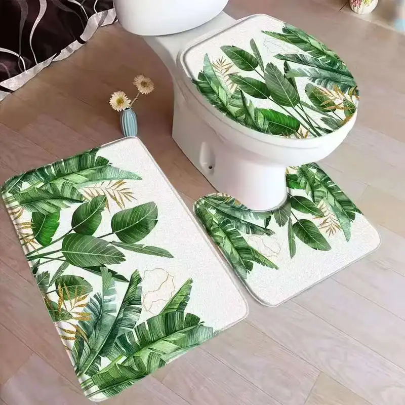 Zara Home Bathroom Rug - VIKAMA Tropical Leaf Bath Mat Set
