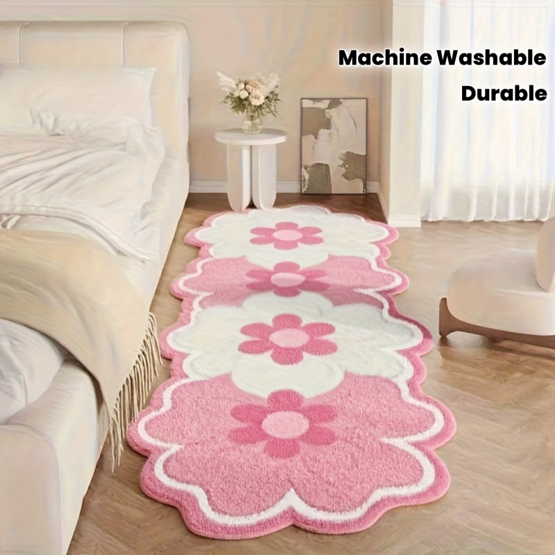 Zara Home Bathroom Rug - VIKAMA Cute Pink Flower Shaped Bedside