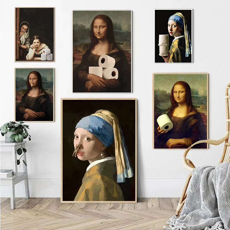 Home Bathroom Wear - Funny Bathroom Toilet Poster Mona Lisa