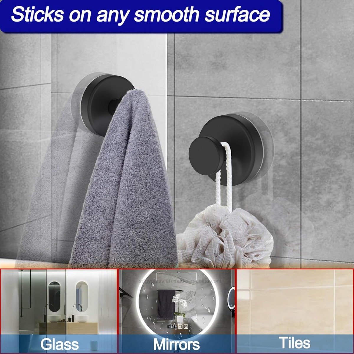 2 Pieces Black Removable Sucti - Robe Hook Adhesive recensie en prijs