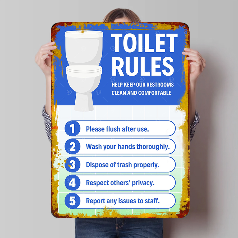 Custom Toilet Rules Metal Sign - Home Bathroom Etiquette recensie en prijs