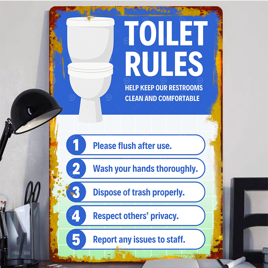 Custom Toilet Rules Metal Sign - Home Bathroom Etiquette recensie en prijs
