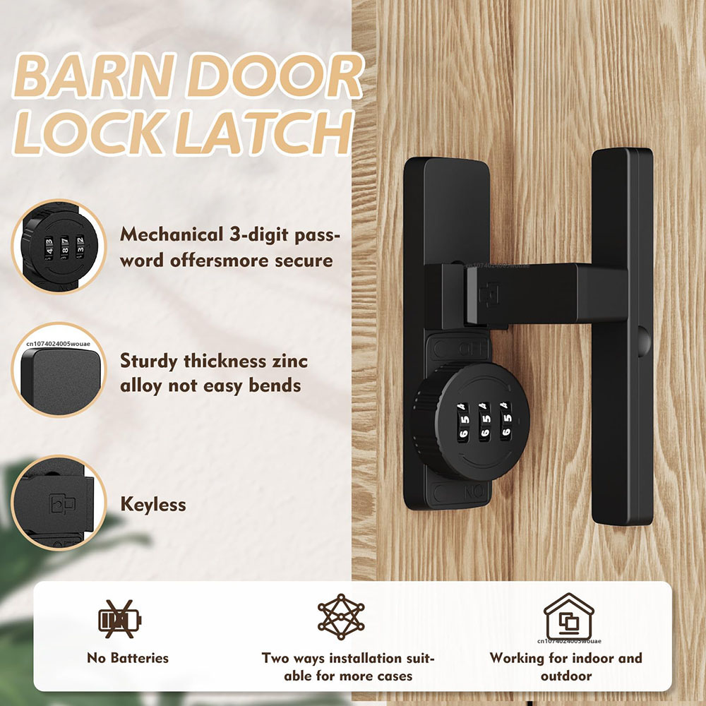 Security Barn Door Lock 3-Digi - Home Bathroom Door recensie en prijs