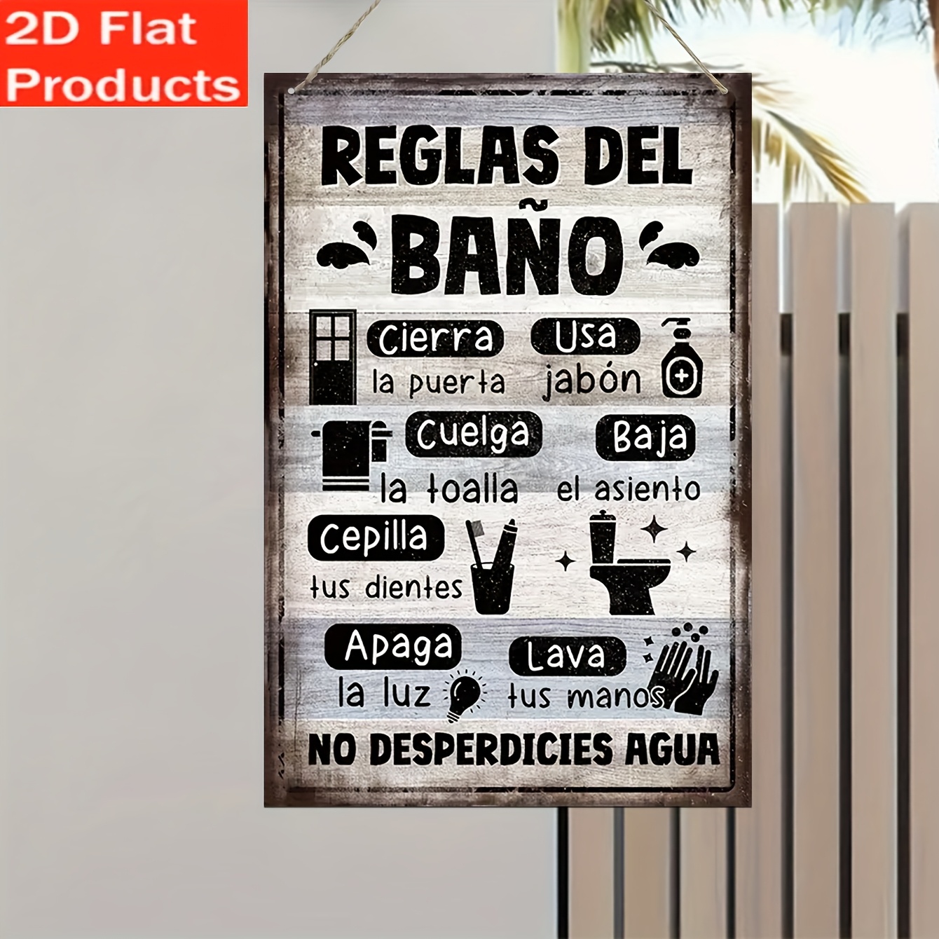 Vintage Spanish Bath Metal Sig - Home Bathroom Etiquette recensie en prijs