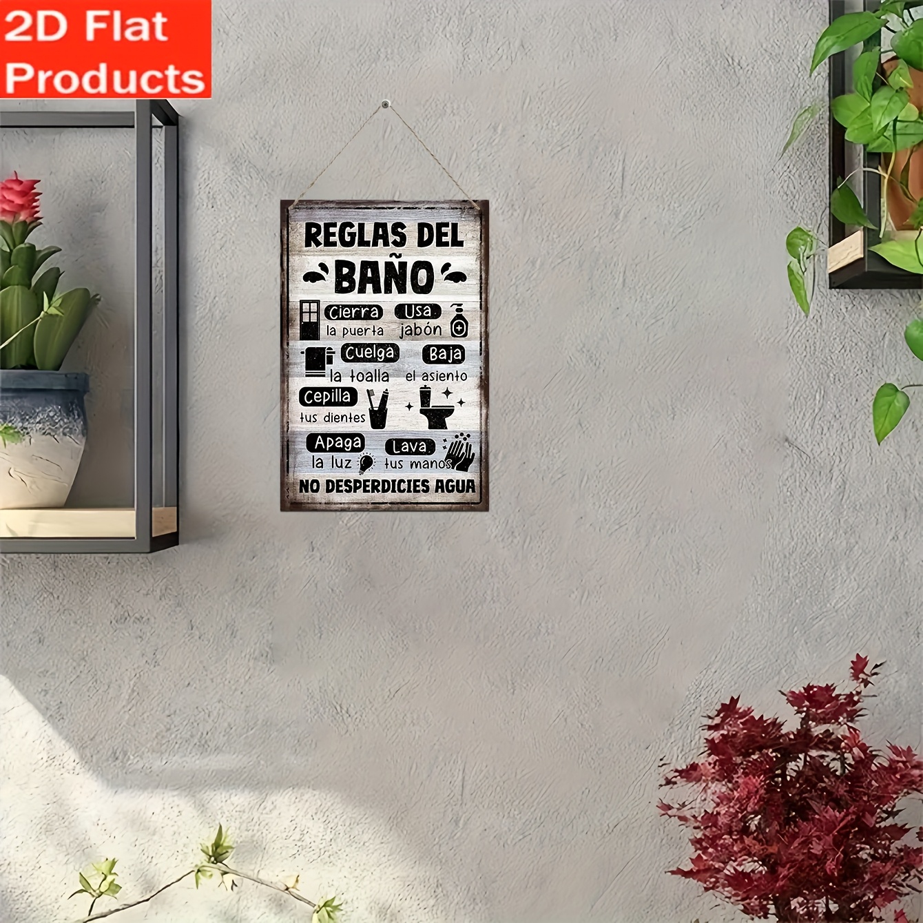 Vintage Spanish Bath Metal Sig - Home Bathroom Etiquette recensie en prijs