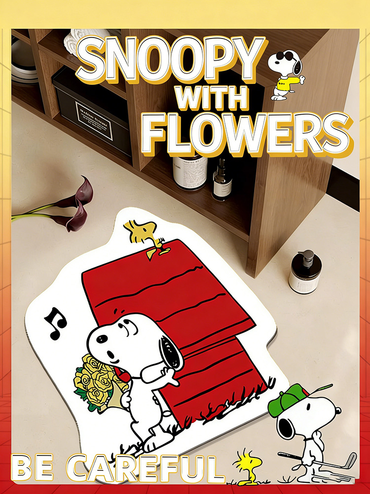 Lovely Snoopy Cartoon Floor Ma - Home Bathroom Door recensie en prijs