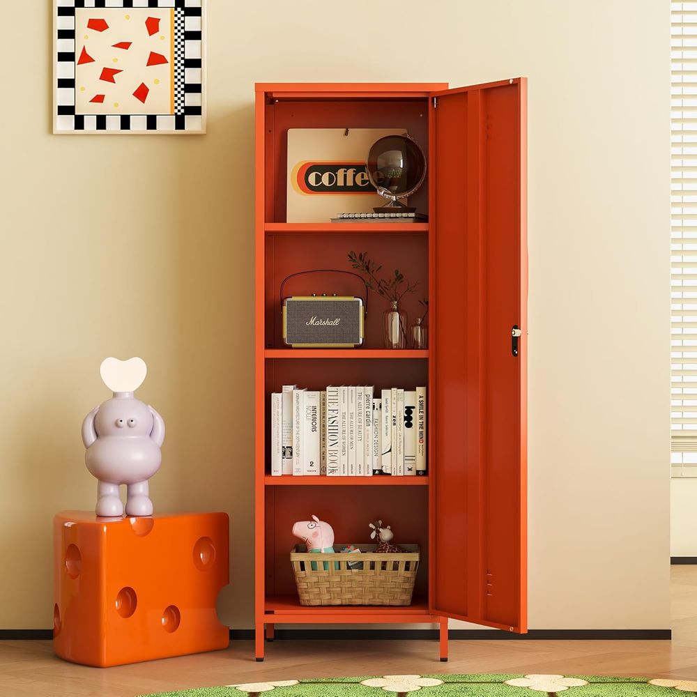 Orange Metal Locker Cabinet wi - Home Bathroom Door recensie en prijs