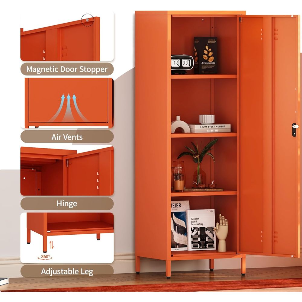 Orange Metal Locker Cabinet wi - Home Bathroom Door recensie en prijs